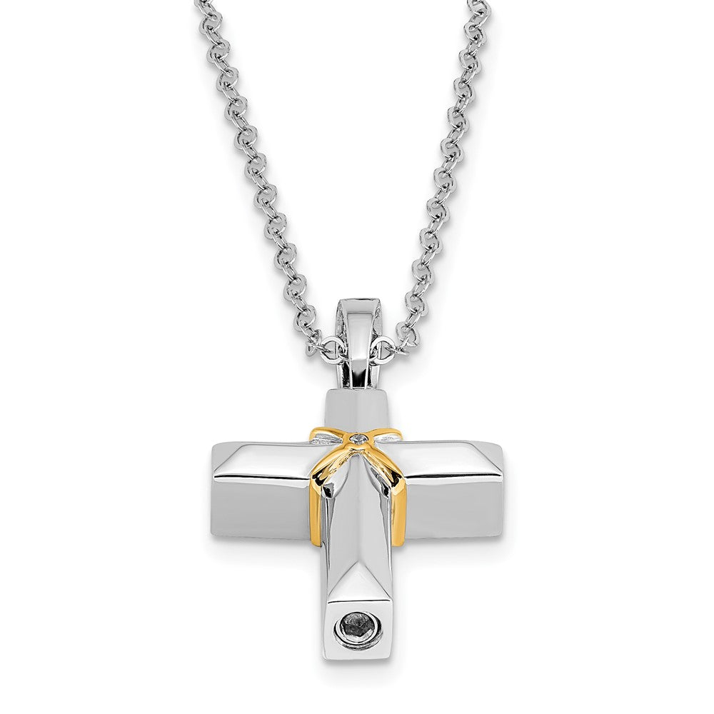 Sentimental Expressions Sterling Silver Accent Cross Ash Holder Necklace 18 Inches x 19 mm