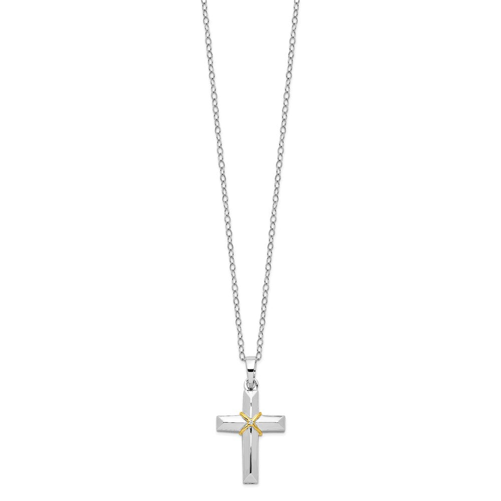 Sentimental Expressions Sterling Silver Accent Cross Ash Holder Necklace 18 Inches x 19 mm