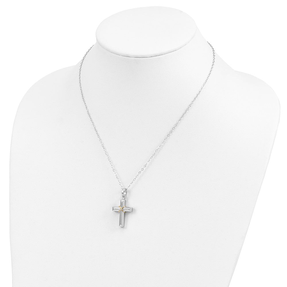 Sentimental Expressions Sterling Silver Accent Cross Ash Holder Necklace 18 Inches x 19 mm