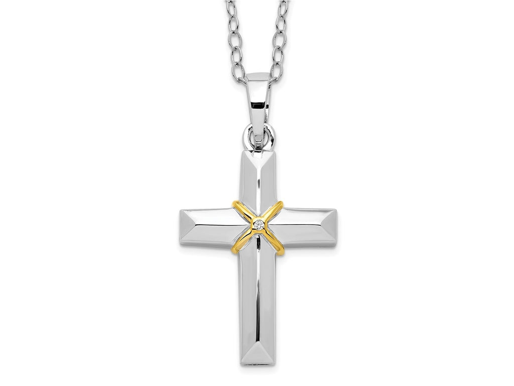Sentimental Expressions Sterling Silver Accent Cross Ash Holder Necklace 18 Inches x 19 mm
