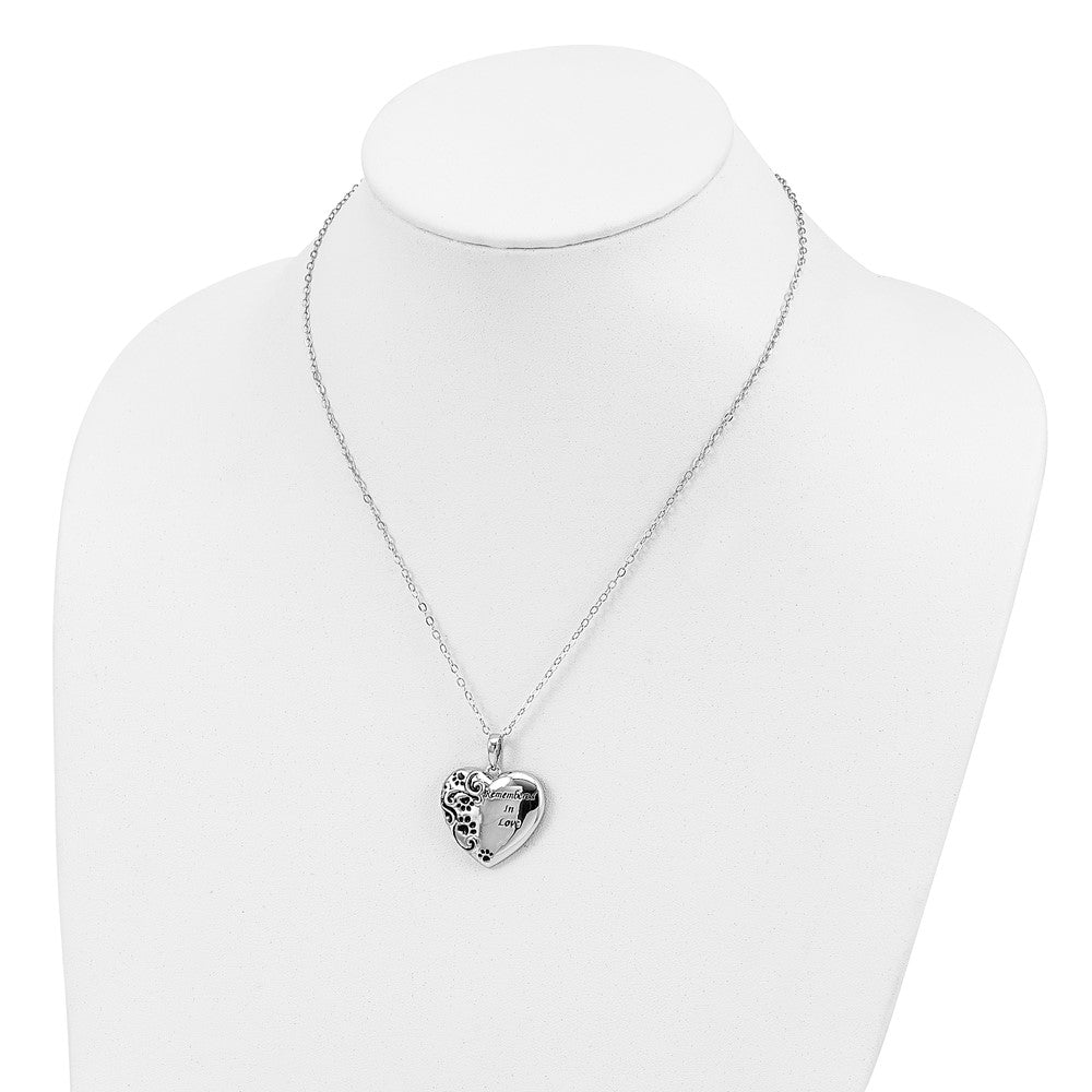 Sentimental Expressions 925 Sterling Silver d Antiqued Remembered in Love Pet Necklace 18 Inches x 25 mm