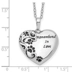Sentimental Expressions 925 Sterling Silver d Antiqued Remembered in Love Pet Necklace 18 Inches x 25 mm