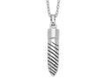 Sentimental Expressions 925 Sterling Silver Rhodium Antiqued Lined Bullet Ash Holder Necklace 18 Inches x 6 mm