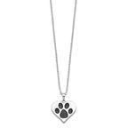 Sentimental Expressions 925 Sterling Silver Rhodium Antiqued Black Paw Heart Ash Holder Necklace 18 Inches x 25 mm