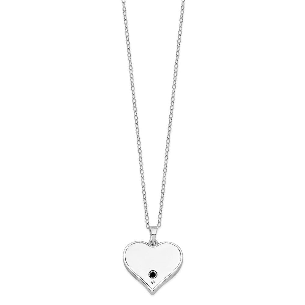 Sentimental Expressions 925 Sterling Silver Rhodium Antiqued Black Paw Heart Ash Holder Necklace 18 Inches x 25 mm
