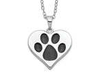 Sentimental Expressions 925 Sterling Silver Rhodium Antiqued Black Paw Heart Ash Holder Necklace 18 Inches x 25 mm