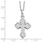 Sentimental Expressions 925 Sterling Silver Cable Rhodium Matted Cross Ash Holder 18in. Necklace 18 Inches x 19 mm