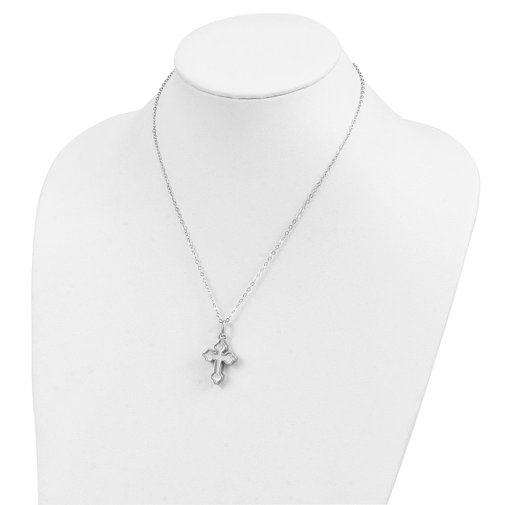 Sentimental Expressions 925 Sterling Silver Cable Rhodium Matted Cross Ash Holder 18in. Necklace 18 Inches x 19 mm