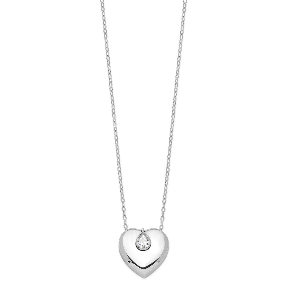 Sentimental Expressions 925 Sterling Silver Rhodium CZ Missing You Ash Holder Necklace 18 Inches x 22 mm