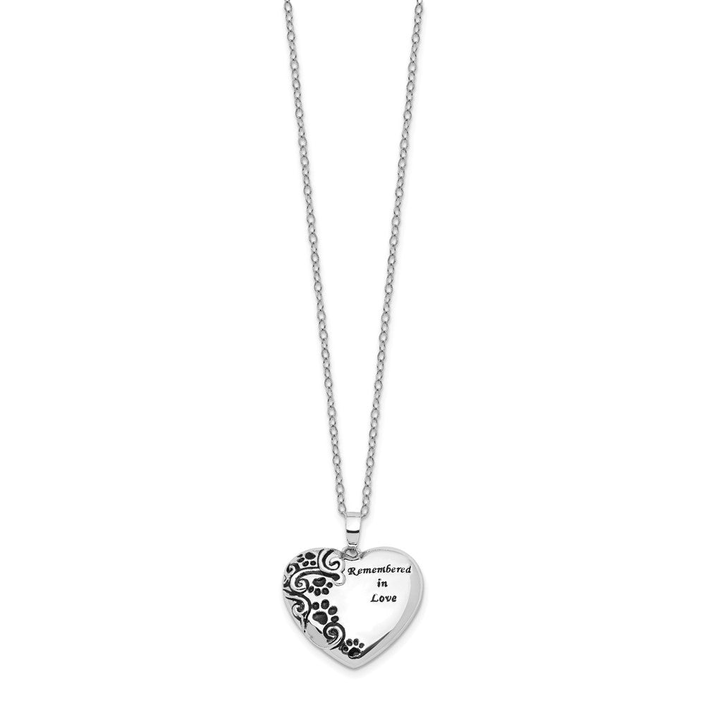Sentimental Expressions 925 Sterling Silver Rhodium Antiqued Pet Ash Holder Necklace 18 Inches x 25 mm
