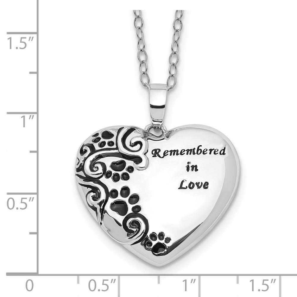 Sentimental Expressions 925 Sterling Silver Rhodium Antiqued Pet Ash Holder Necklace 18 Inches x 25 mm