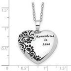 Sentimental Expressions 925 Sterling Silver Rhodium Antiqued Pet Ash Holder Necklace 18 Inches x 25 mm