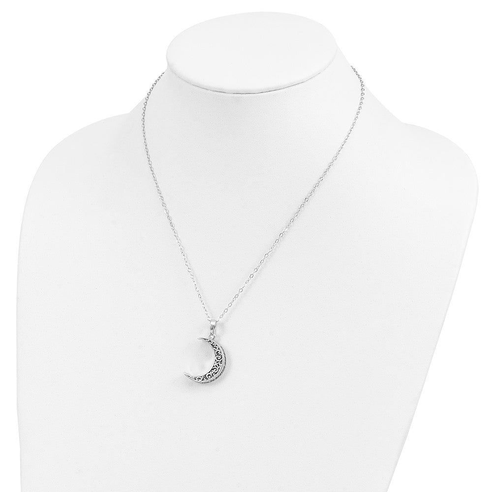 Sentimental Expressions 925 Sterling Silver Rhodium Plated Antiqued Ash Holder Necklace 18 Inches x 19 mm