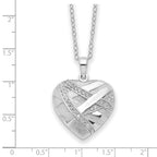 Sentimental Expressions 925 Sterling Silver CZ Bandaged Heart Ash Holder Necklace 18 Inches x 25 mm