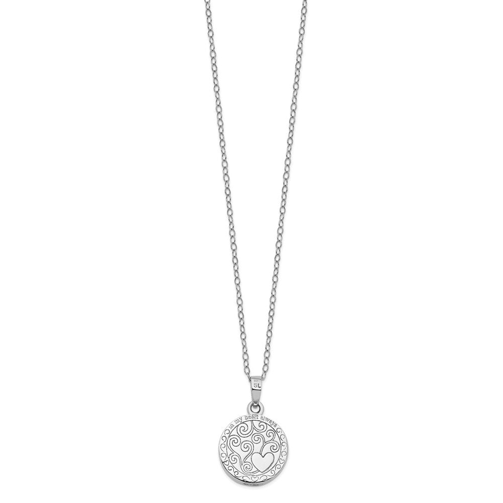 Sentimental Expressions 925 Sterling Silver Rhodium Antiqued In My Heart Ash Holder Necklace 18 Inches x 19 mm