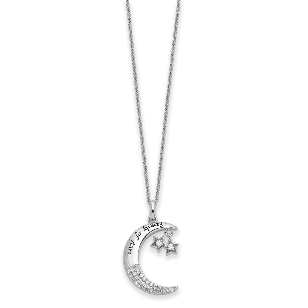 Sentimental Expressions 925 Sterling Silver Cable CZ Antiqued Family Of Stars Necklace 18 Inches x 18 mm