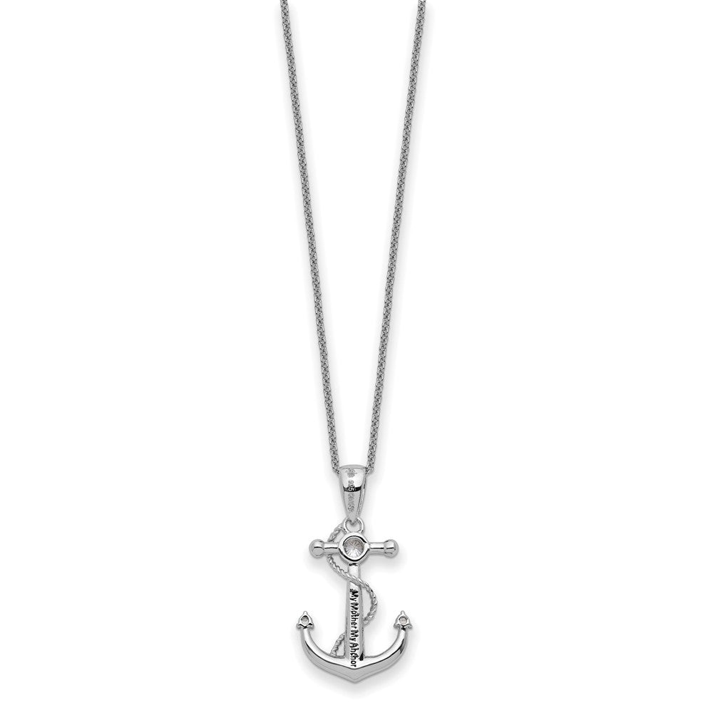 Sentimental Expressions 925 Sterling Silver  CZ My Mother My Anchor Necklace 18 Inches x 15 mm