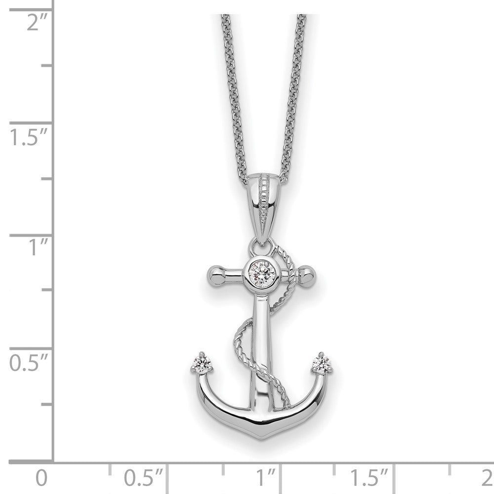 Sentimental Expressions 925 Sterling Silver  CZ My Mother My Anchor Necklace 18 Inches x 15 mm