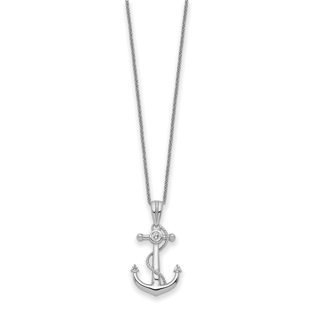Sentimental Expressions 925 Sterling Silver  CZ My Mother My Anchor Necklace 18 Inches x 15 mm