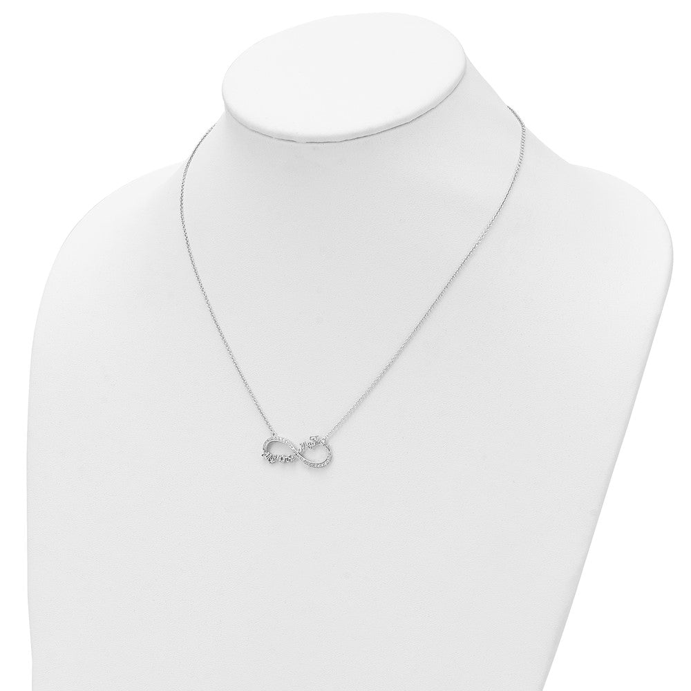 Sentimental Expressions 925 Sterling Silver Cable  CZ My Mother My Friend Necklace 18 Inches x 27 mm