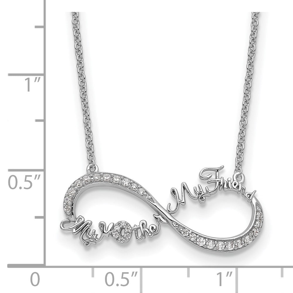 Sentimental Expressions 925 Sterling Silver Cable  CZ My Mother My Friend Necklace 18 Inches x 27 mm
