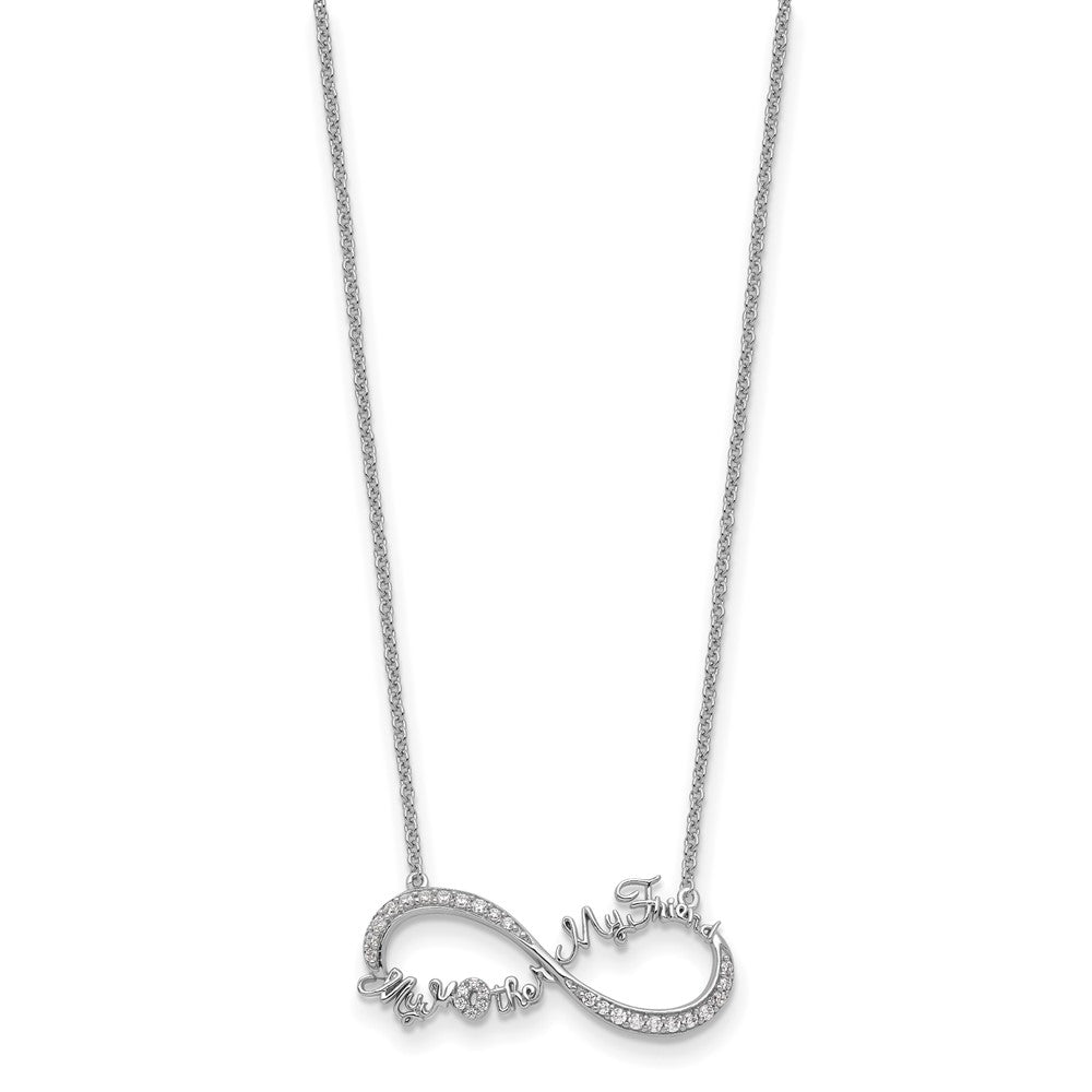 Sentimental Expressions 925 Sterling Silver Cable  CZ My Mother My Friend Necklace 18 Inches x 27 mm