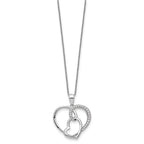Sentimental Expressions 925 Sterling Silver Rhodium Plated CZ Together In Love Necklace 18 Inches x 26 mm