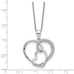 Sentimental Expressions 925 Sterling Silver Rhodium Plated CZ Together In Love Necklace 18 Inches x 26 mm