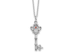 Sentimental Expressions 925 Sterling Silver Cable  Red CZ Antiqued Key of David Necklace 18 Inches x 15 mm