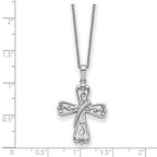 Sentimental Expressions 925 Sterling Silver Cable  Love Never Fails Cross 22in Necklace 22 Inches x 19 mm