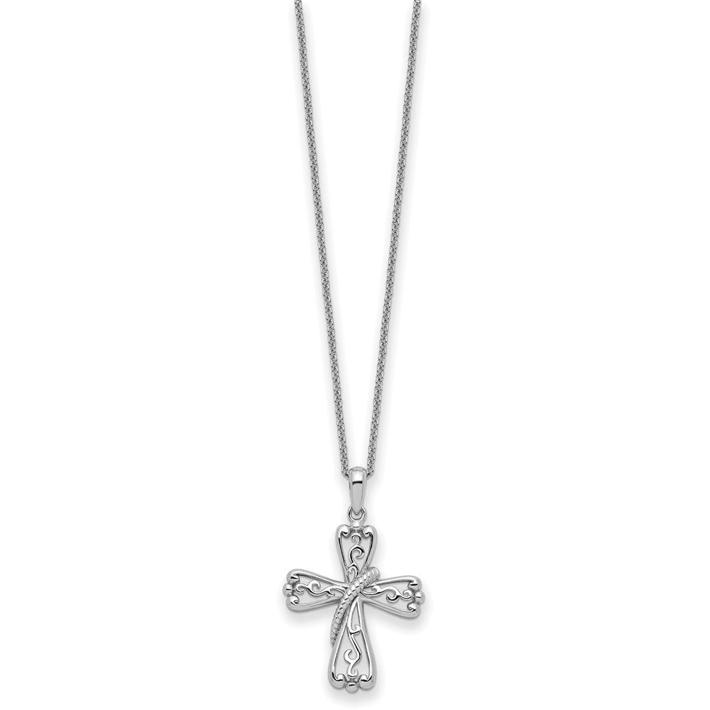 Sentimental Expressions 925 Sterling Silver Cable  Love Never Fails Cross 22in Necklace 22 Inches x 19 mm