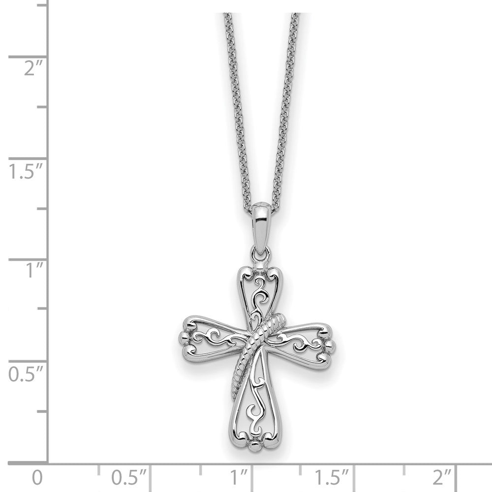 Sentimental Expressions 925 Sterling Silver Cable  Love Never Fails Cross 22in Necklace 22 Inches x 19 mm
