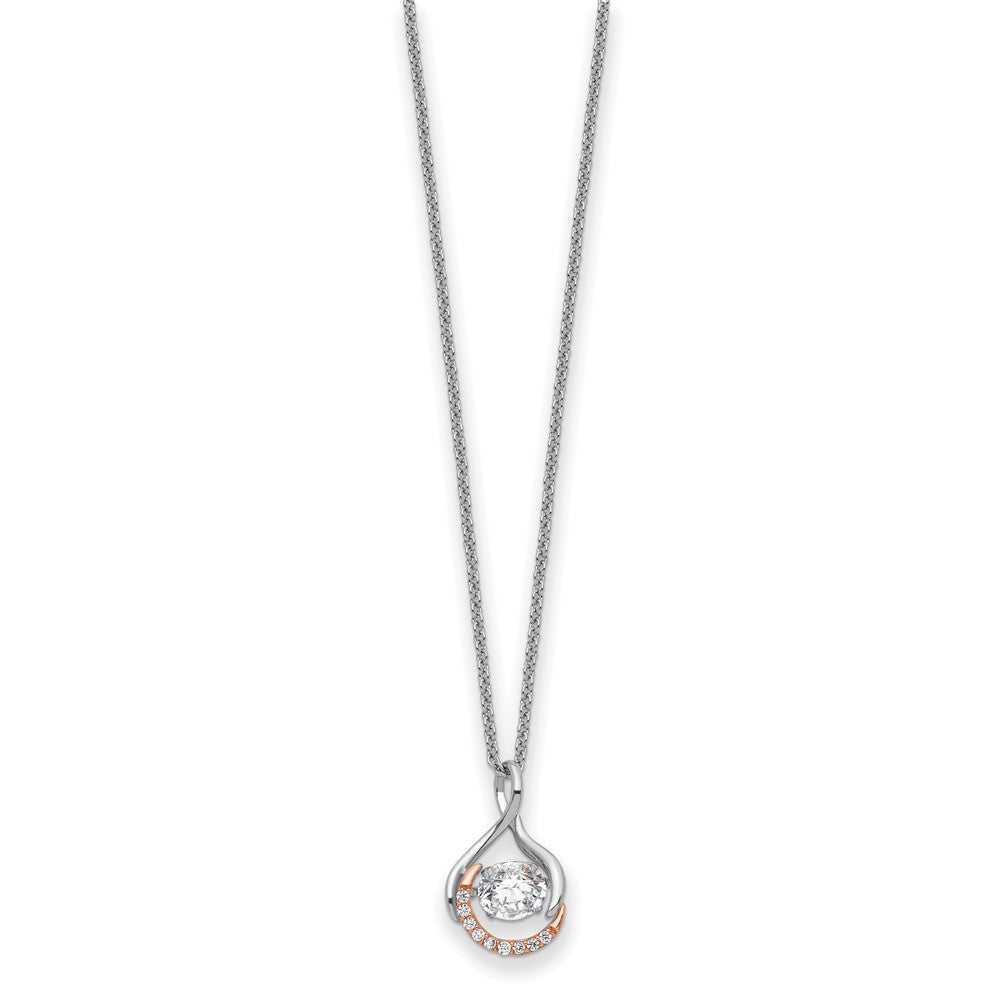 Sentimental Expressions 925 Sterling Silver Rhodium Rose-Tone Vibrant CZ Warm Embrace Necklace 18 Inches x 10 mm