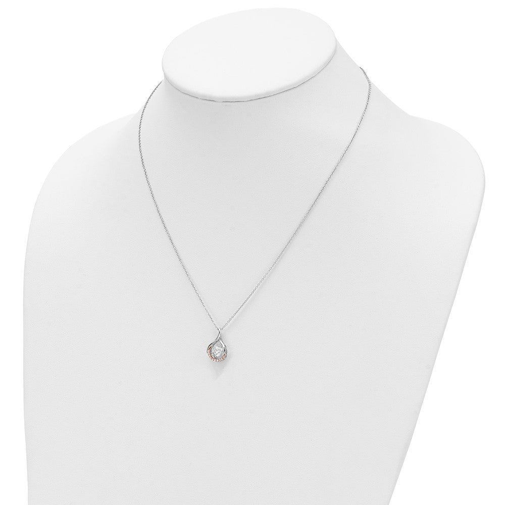 Sentimental Expressions 925 Sterling Silver Rhodium Rose-Tone Vibrant CZ Warm Embrace Necklace 18 Inches x 10 mm