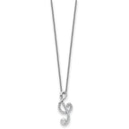 Sentimental Expressions 925 Sterling Silver Cable Rhodium Plated CZ Music Necklace 18 Inches x 10 mm