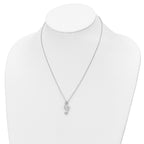 Sentimental Expressions 925 Sterling Silver Cable Rhodium Plated CZ Music Necklace 18 Inches x 10 mm