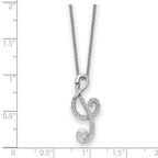 Sentimental Expressions 925 Sterling Silver Cable Rhodium Plated CZ Music Necklace 18 Inches x 10 mm