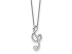 Sentimental Expressions 925 Sterling Silver Cable Rhodium Plated CZ Music Necklace 18 Inches x 10 mm