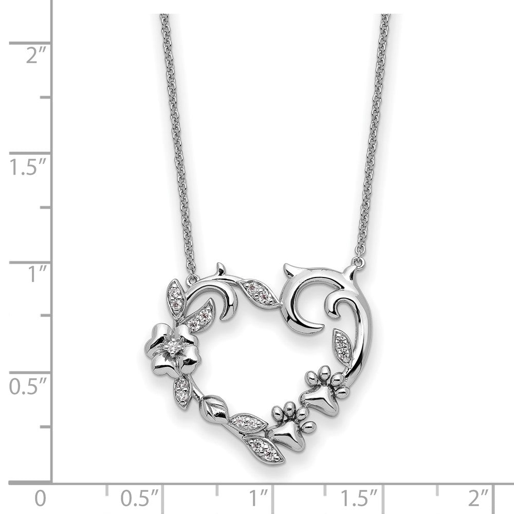Sentimental Expressions 925 Sterling Silver Cable  CZ My Special Pet Heart Necklace 18 Inches x 26 mm