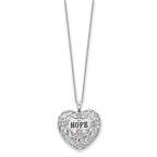 Sentimental Expressions 925 Sterling Silver  Pink CZ Breast Cancer Heart Necklace 18 Inches x 27 mm