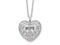 Sentimental Expressions 925 Sterling Silver  Pink CZ Breast Cancer Heart Necklace 18 Inches x 27 mm