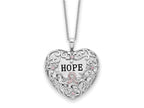 Sentimental Expressions 925 Sterling Silver  Pink CZ Breast Cancer Heart Necklace 18 Inches x 27 mm