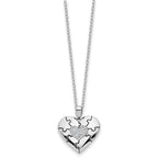Sentimental Expressions 925 Sterling Silver Cable CZ Antiqued Love You To Pieces Necklace 18 Inches x 26 mm