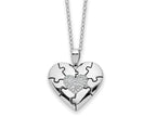 Sentimental Expressions 925 Sterling Silver Cable CZ Antiqued Love You To Pieces Necklace 18 Inches x 26 mm