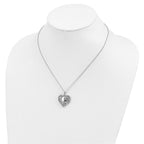 Sentimental Expressions 925 Sterling Silver Cable CZ Antiqued Soul Sister Heart Necklace 18 Inches x 23 mm