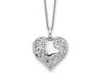 Sentimental Expressions 925 Sterling Silver Cable CZ Antiqued Soul Sister Heart Necklace 18 Inches x 23 mm