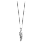 Sentimental Expressions 925 Sterling Silver Cable  CZ Heaven Sent Wing 22in Necklace 22 Inches x 8.2 mm