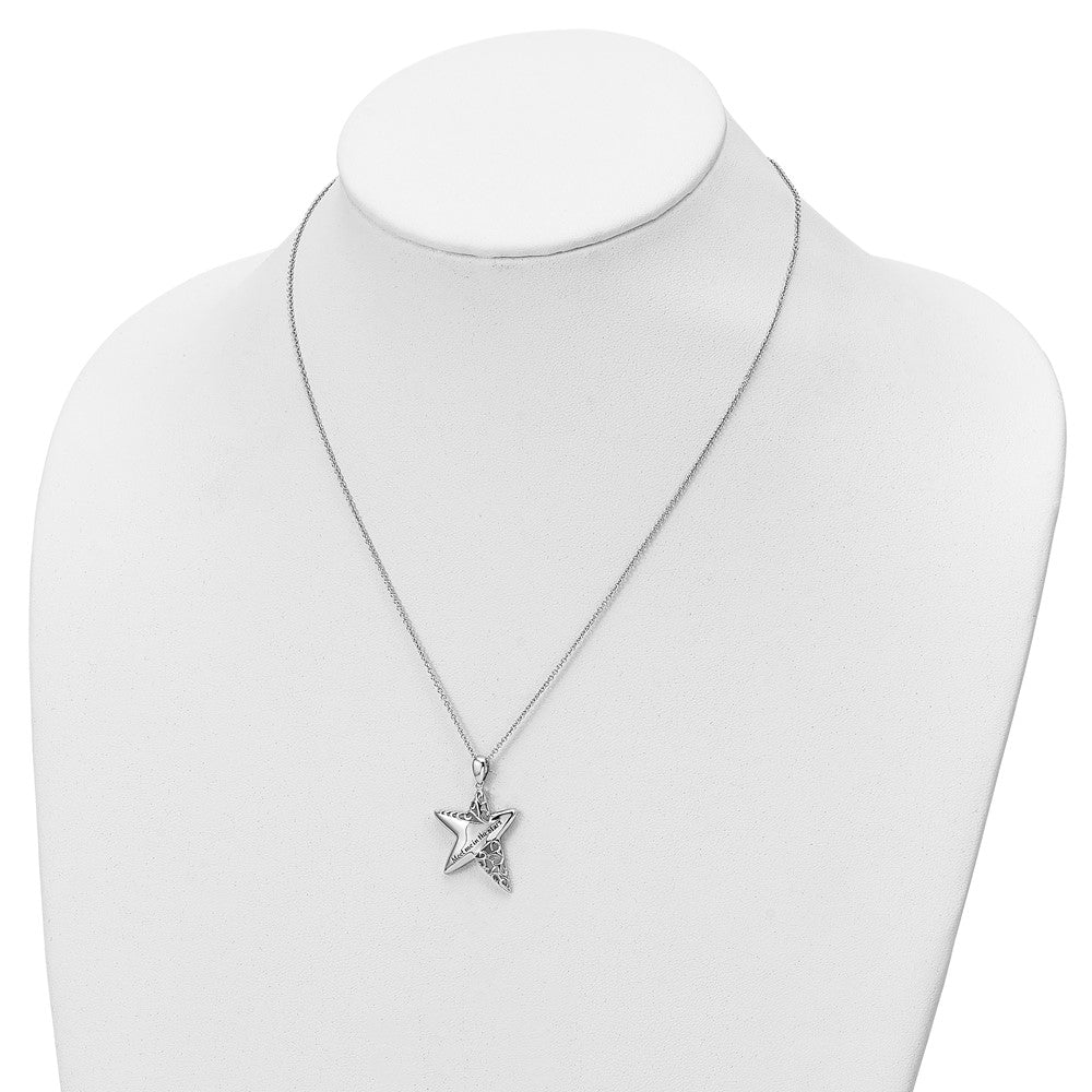 Sentimental Expressions 925 Sterling Silver Cable  Antiqued Meet Me in the Stars Necklace 18 Inches x 20 mm