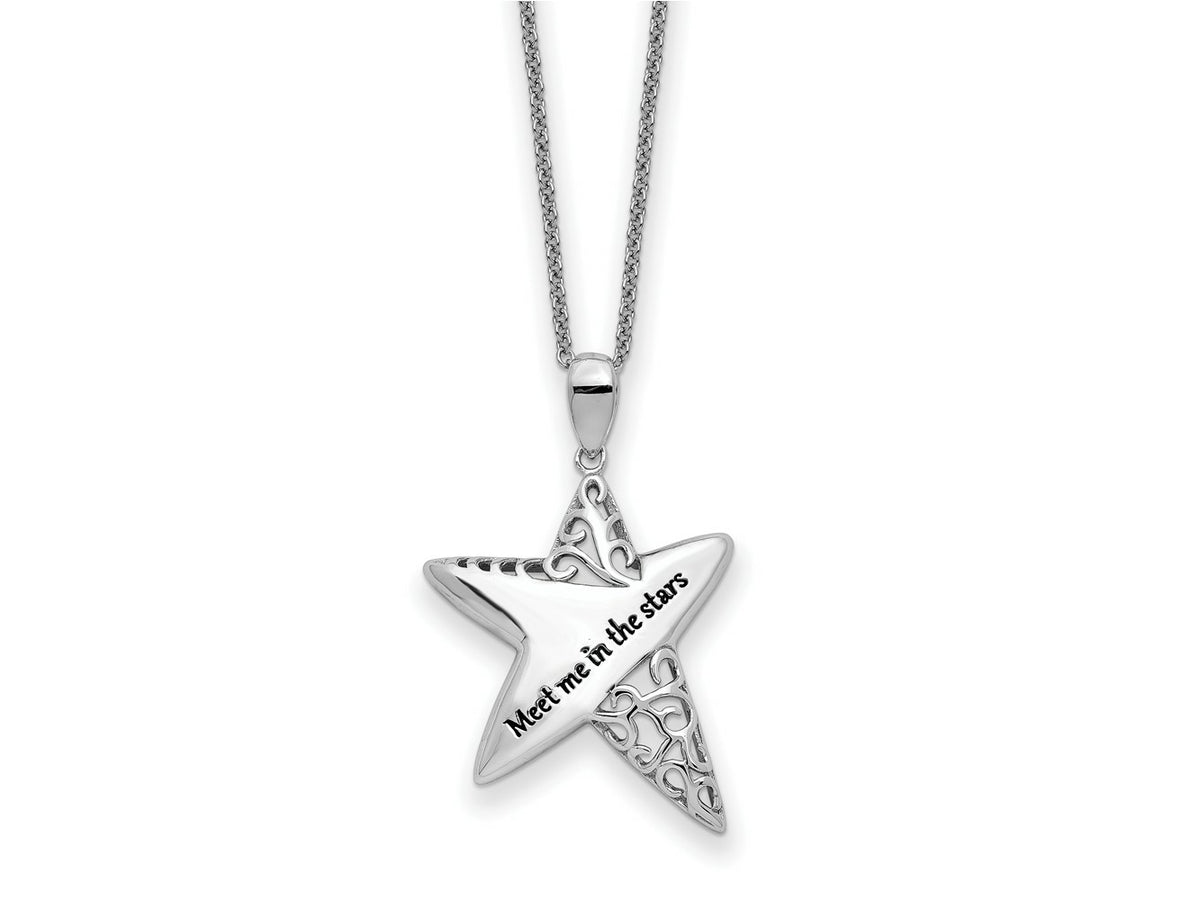 Sentimental Expressions 925 Sterling Silver Cable  Antiqued Meet Me in the Stars Necklace 18 Inches x 20 mm