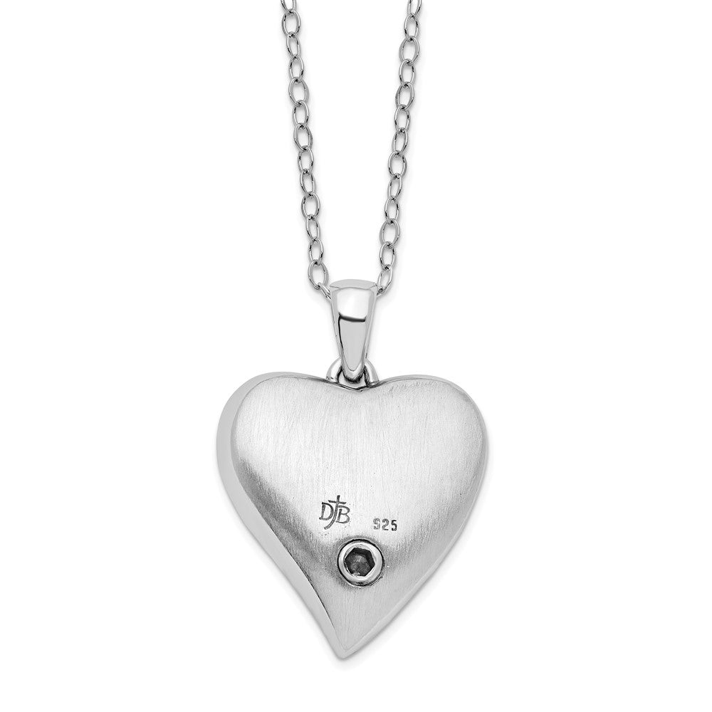 Sentimental Expressions 925 Sterling Silver Rhodium Antiqued CZ Fly W/Angels Ash Holder Necklace 18 Inches x 21 mm